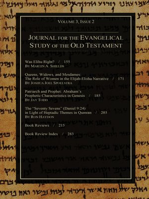 cover image of Journal for the Evangelical Study of the Old Testament, 3.2
